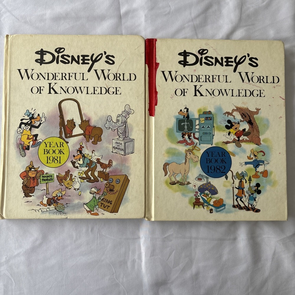 Vintage 1981 & 1982 Walt‎ Disney's Wonderful World Of Knowledge Illustrated Book